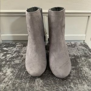 Express gray suede booties NEVER WORN